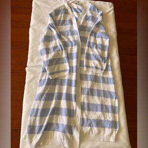 Talbots Women's Sweater - Soft Blue and White